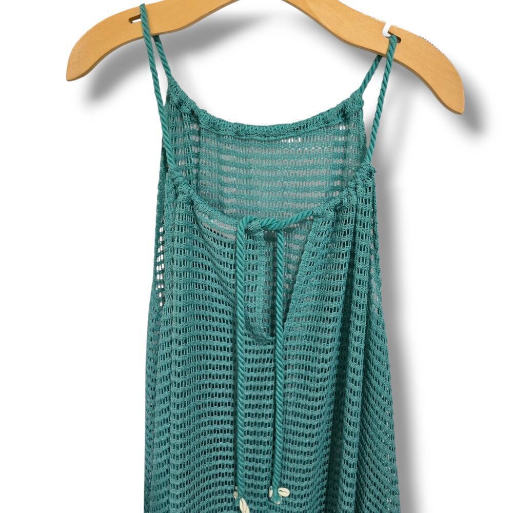 Haute Hippie women's Blue Crochet Maxi Dress Beach Boho Rope Straps Pockets - Picture 2 of 10